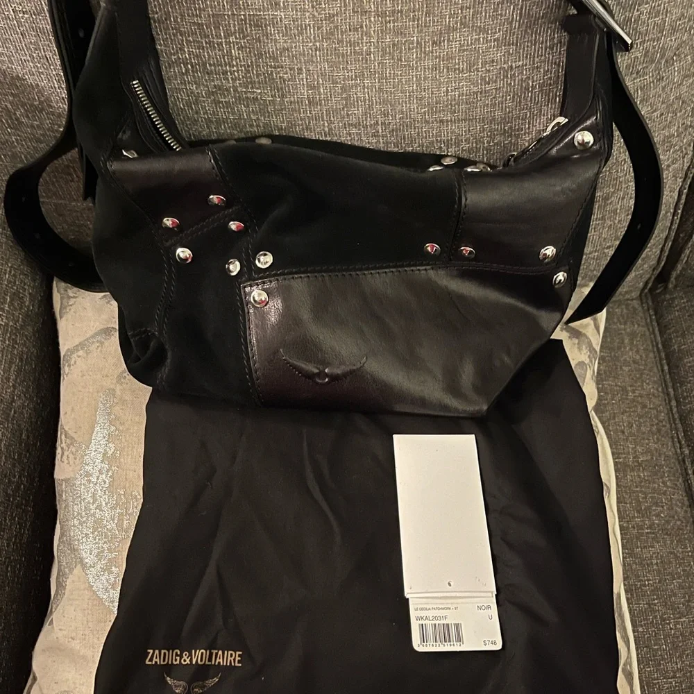 Zadig & Voltaire Black Shoulder Bag with Silver Accents - Picture 1 of 10